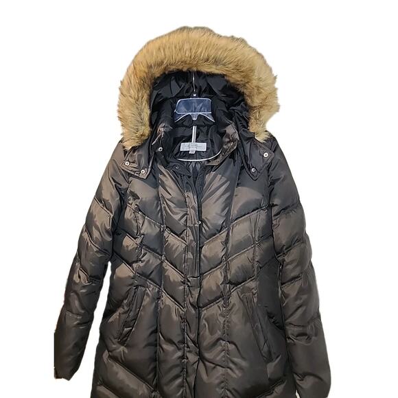 Marc New York Andrew Marc Jacket Women Large Down Puffer Faux Fur Collar Mob Wif - Picture 2 of 11
